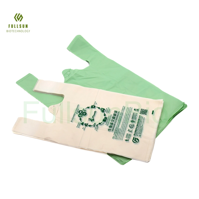 Corn Starch PLA Pbat Compostable Drawstring Garbage Trash Pet Waste Food Printing T-Shirt Vest Biodegradable Plastic Shopping Bags