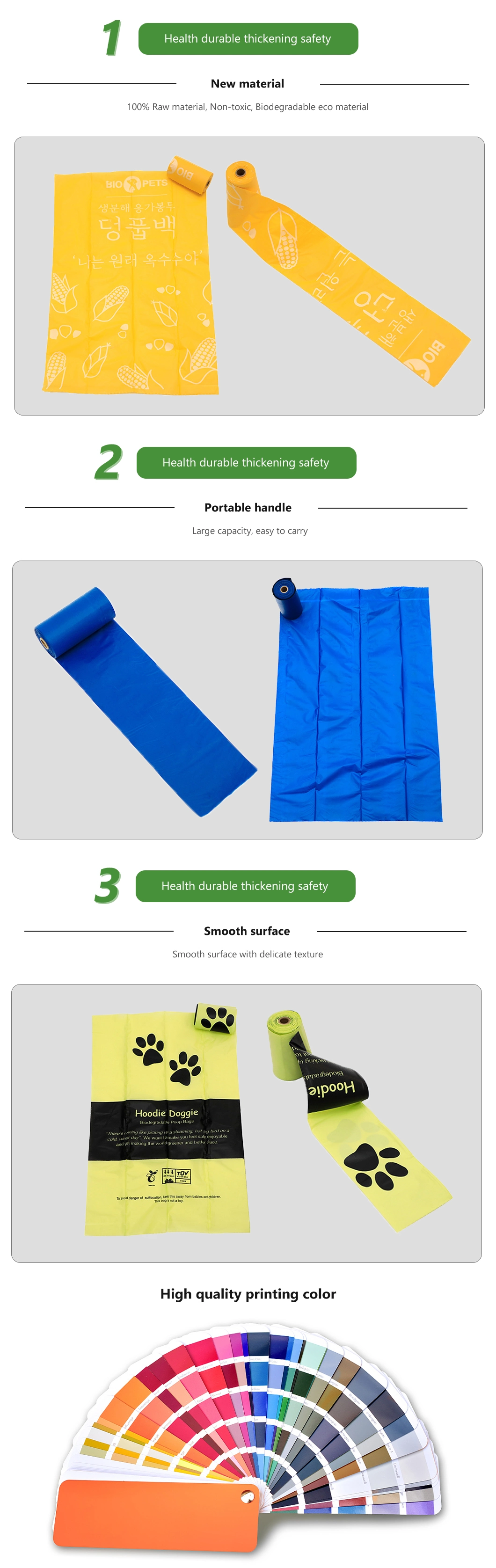 PLA+Pbat/Pbat+Corn Starch Made Biodegradable Bags Dog Pet Poop/on a Roller/T-Shirt/Hand/Shopping/Supermarket/Trash/PE Mailer/Food/Envelope Bags Factory with FDA