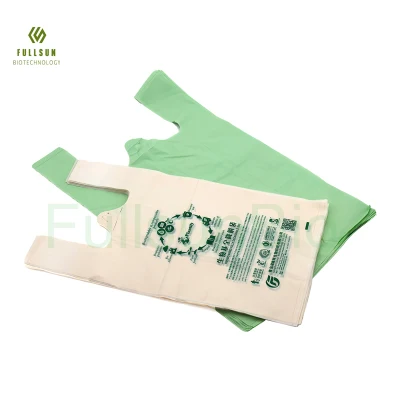 Amido di mais PLA Pbat Compostabile Con coulisse Immondizia Spazzatura Rifiuti di animali domestici Stampa alimentare T-shirt Gilet Borse per la spesa in plastica biodegradabile