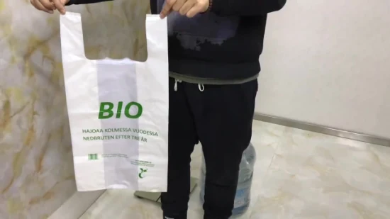 Compostabile Biodegradabile Immondizia Coulisse Cerniera Immondizia Cacca di cane Pannolino PLA LDPE HDPE Produttore di imballaggi alimentari Borsa per maglietta con gilet stampato personalizzato